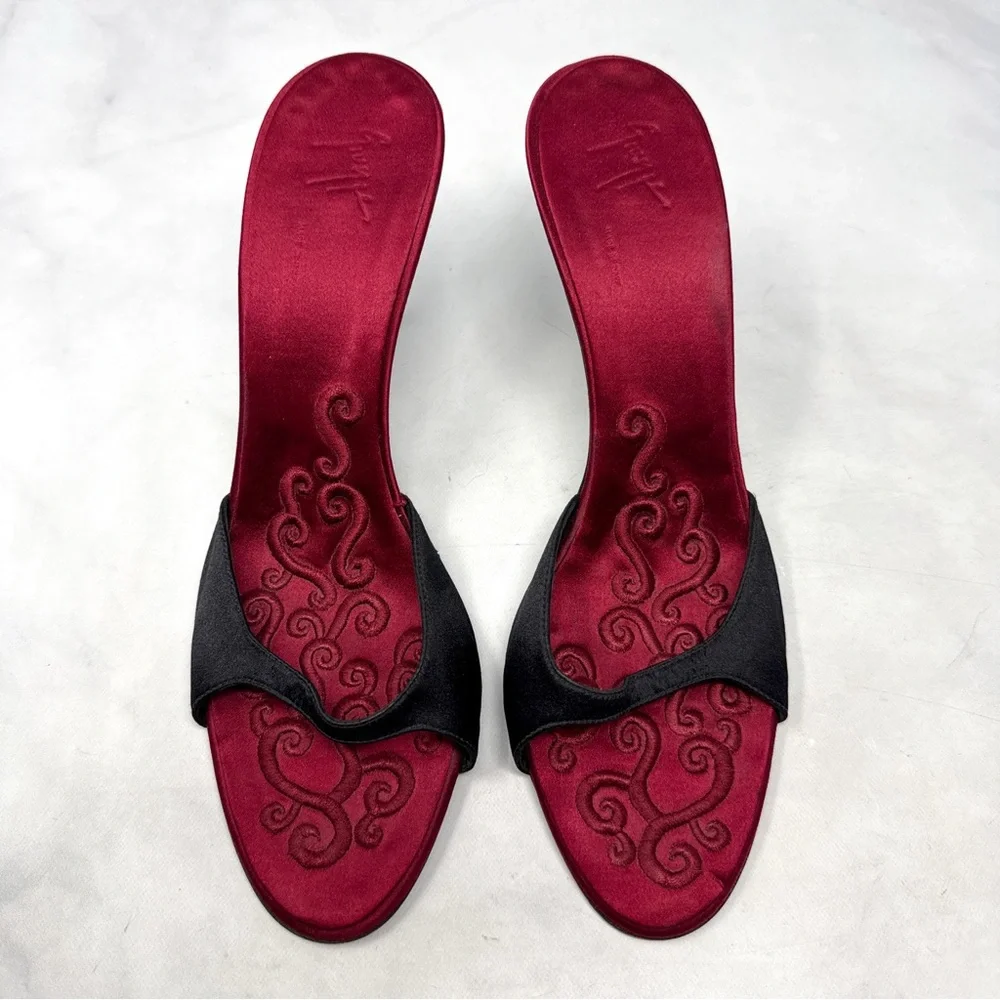 Giuseppe Zanotti Vicini Vintage Y2K Silk Satin Minimalist Slide Mule Sandal Heel - Picture 3 of 15